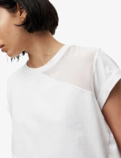AllSaints Zala Organic Cotton And Recycled Polyester-blend Top -Ted Bakee Clothing Shop R04081516 CHALKWHITE ALT04