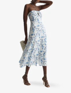 Reiss Sophia Floral-print Woven Midi Dress -Ted Bakee Clothing Shop R04082317 WHITE ALT02