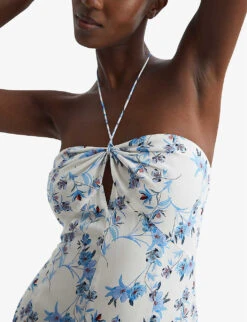 Reiss Sophia Floral-print Woven Midi Dress -Ted Bakee Clothing Shop R04082317 WHITE ALT04