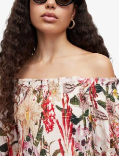 AllSaints Floral-print Woven Midi Dress -Ted Bakee Clothing Shop R04082736 PEARLWHITEMU ALT04