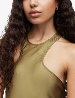 AllSaints Betina Racerback Satin Maxi Dress -Ted Bakee Clothing Shop R04082737 PALEOLIVEGRE ALT04