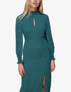 Whistles Star Check-print Viscose Midi Dress -Ted Bakee Clothing Shop R04083558 MULTICOLOURED ALT02