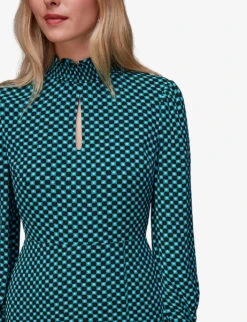 Whistles Star Check-print Viscose Midi Dress -Ted Bakee Clothing Shop R04083558 MULTICOLOURED ALT04