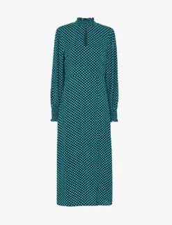 Whistles Star Check-print Viscose Midi Dress
