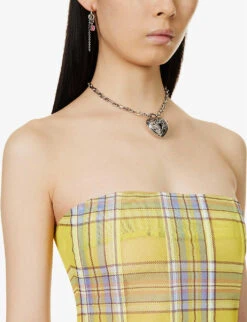 Peri Check-print Corseted Stretch-recycled Polyester Top 9 Peri Check-print Corseted Stretch-recycled Polyester Top -Ted Bakee Clothing Shop R04086801 DIONPLAID ALT04