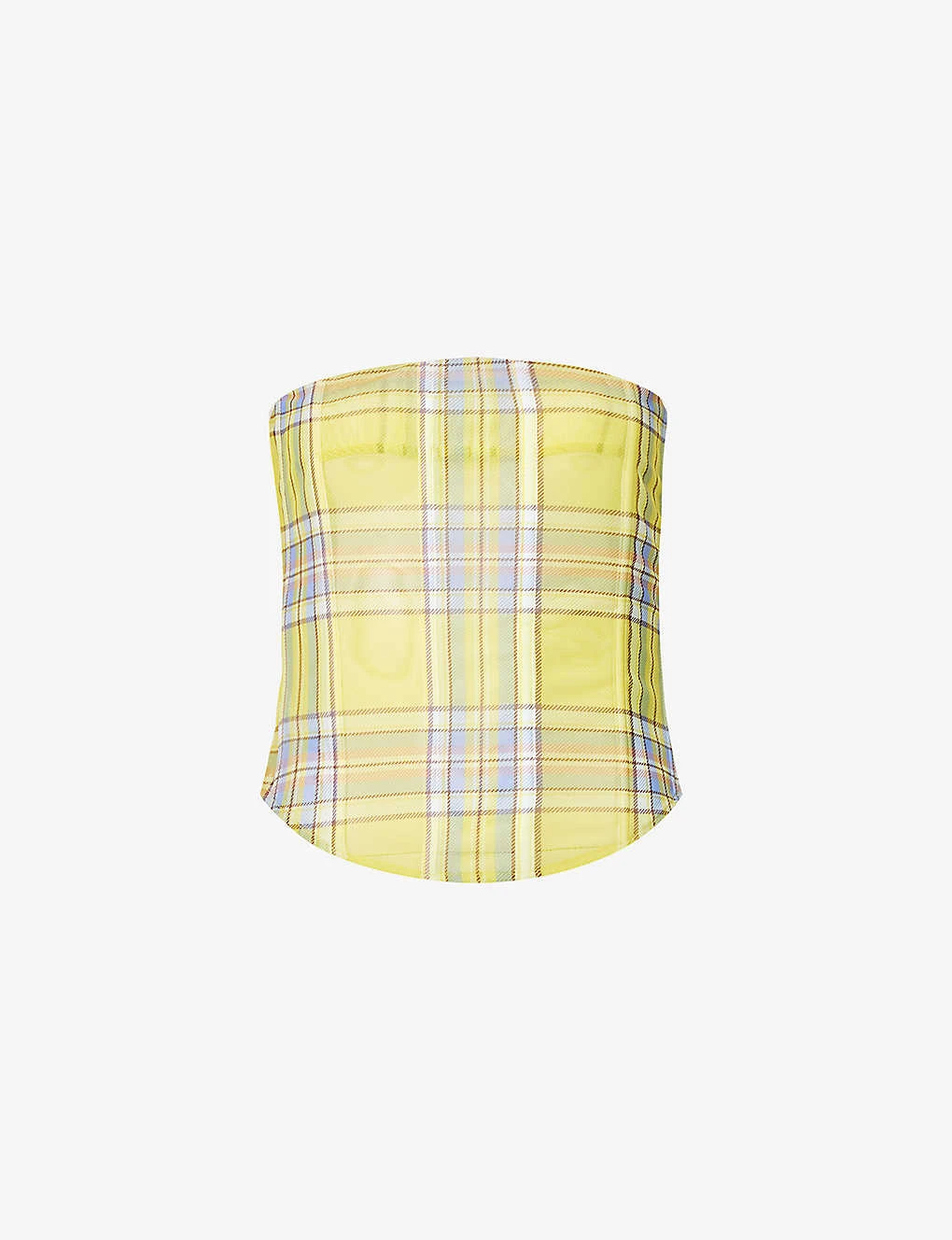 Peri Check-print Corseted Stretch-recycled Polyester Top 1 Peri Check-print Corseted Stretch-recycled Polyester Top