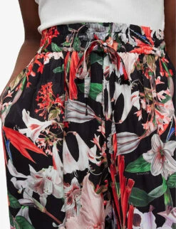 AllSaints Tyler Leondra Floral-print Wide-leg Woven Trousers -Ted Bakee Clothing Shop R04087362 BLACKMULTI ALT04