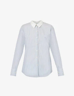 Acne Studios Striped Brand-embroidered Relaxed-fit Cotton Shirt