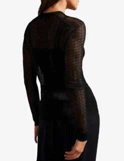 Ted Baker Roshila Ribbed Woven Top -Ted Bakee Clothing Shop R04093040 BLACK ALT03