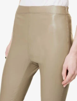 Joseph Skinny High-rise Leather Trousers -Ted Bakee Clothing Shop R04095172 PEWTER ALT04