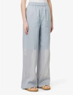 Joseph Milner Wide-leg Mid-rise Ramie Trousers -Ted Bakee Clothing Shop R04095442 DUSTYBLUE ALT02