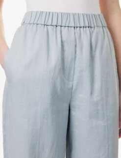 Joseph Milner Wide-leg Mid-rise Ramie Trousers -Ted Bakee Clothing Shop R04095442 DUSTYBLUE ALT04