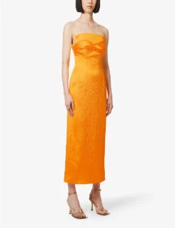 TOVE Lara Twisted-pattern Stretch-woven Midi Dress 7 TOVE Lara Twisted-pattern Stretch-woven Midi Dress -Ted Bakee Clothing Shop R04096557 GOLDENYELLOW ALT02