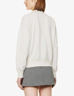 Isabel Marant Etoile Moby Logo-printed Cotton-blend Sweatshirt -Ted Bakee Clothing Shop R04096985 ECRU ALT03