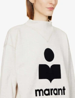 Isabel Marant Etoile Moby Logo-printed Cotton-blend Sweatshirt -Ted Bakee Clothing Shop R04096985 ECRU ALT04