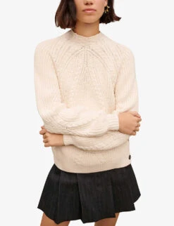 Maje Braided Knit Mock-neck Knitted Jumper -Ted Bakee Clothing Shop R04101771 BLANC ALT02
