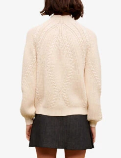 Maje Braided Knit Mock-neck Knitted Jumper -Ted Bakee Clothing Shop R04101771 BLANC ALT03