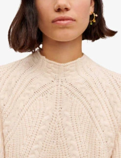 Maje Braided Knit Mock-neck Knitted Jumper -Ted Bakee Clothing Shop R04101771 BLANC ALT05