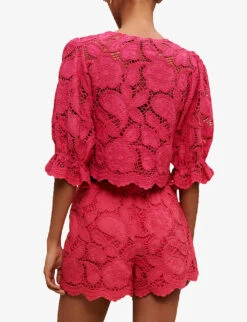 Maje Annick Paisley-embroidered Cotton Top -Ted Bakee Clothing Shop R04101888 ROSES ALT03