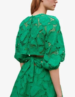 Maje Annick Paisley-embroidered Cotton Mini Dress -Ted Bakee Clothing Shop R04101910 VERTS ALT04