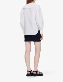 Sandro Alda Oversized Collar Cotton-jersey Shirt -Ted Bakee Clothing Shop R04102176 NATURELS ALT03