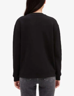 CLAUDIE PIERLOT Paris Patch-print Cotton-blend Jumper -Ted Bakee Clothing Shop R04103280 NOIRGRIS ALT03