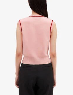 CLAUDIE PIERLOT Majusculi Braided-trim Knitted Vest Top -Ted Bakee Clothing Shop R04103345 DIVERS ALT03