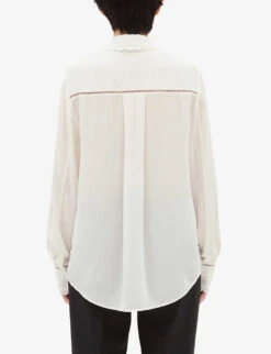 CLAUDIE PIERLOT Calling Scalloped-trim Silk Shirt -Ted Bakee Clothing Shop R04103371 NATURELS ALT03