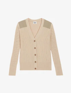 CLAUDIE PIERLOT Marielle Shoulder-patch Rib-knit Cardigan