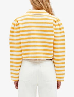 CLAUDIE PIERLOT Mysti Striped Cotton-blend Cardigan -Ted Bakee Clothing Shop R04103427 DIVERS ALT03