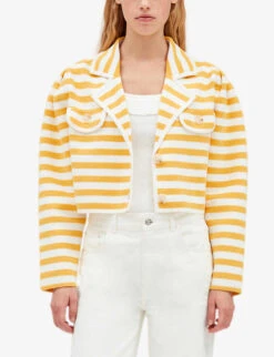 CLAUDIE PIERLOT Mysti Striped Cotton-blend Cardigan -Ted Bakee Clothing Shop R04103427 DIVERS ALT04