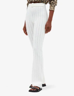CLAUDIE PIERLOT Maliba Openwork-stitch Belted Knitted Trousers -Ted Bakee Clothing Shop R04103528 NATURELS ALT02