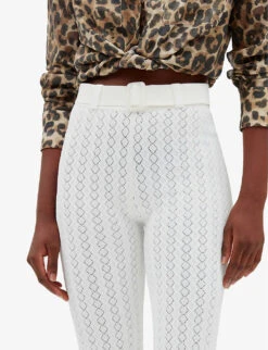 CLAUDIE PIERLOT Maliba Openwork-stitch Belted Knitted Trousers -Ted Bakee Clothing Shop R04103528 NATURELS ALT04