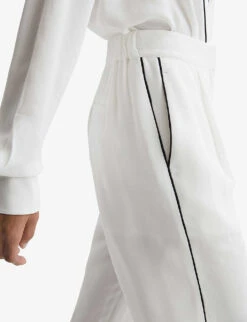 Reiss Gina Contrast-trim Mid-rise Wide-leg Satin Trousers -Ted Bakee Clothing Shop R04103875 IVORY ALT04