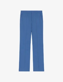 Maje Pressed-pleat Straight-cut High-rise Woven Trousers