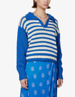 Venezia Striped Cotton-knit Jumper -Ted Bakee Clothing Shop R04104256 BLUE ALT02