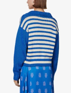 Venezia Striped Cotton-knit Jumper -Ted Bakee Clothing Shop R04104256 BLUE ALT03