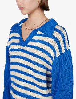 Venezia Striped Cotton-knit Jumper -Ted Bakee Clothing Shop R04104256 BLUE ALT04