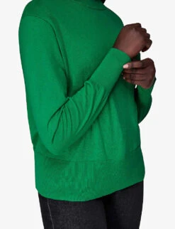 Whistles Mae Mock-neck Cotton-blend Jumper -Ted Bakee Clothing Shop R04105476 GREEN ALT04