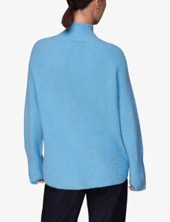 Whistles Oversized Funnel-neck Stretch-knit Jumper -Ted Bakee Clothing Shop R04106972 BLUE ALT03