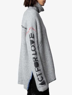 Zadig & Voltaire Alma High-neck Cashmere Jumper -Ted Bakee Clothing Shop R04109041 GRISCHINE ALT04