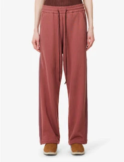 Contrast-piping Straight-leg High-rise Cotton-jersey Jogging Bottoms -Ted Bakee Clothing Shop R04109270 HENNA ALT02