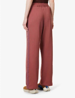 Contrast-piping Straight-leg High-rise Cotton-jersey Jogging Bottoms -Ted Bakee Clothing Shop R04109270 HENNA ALT03