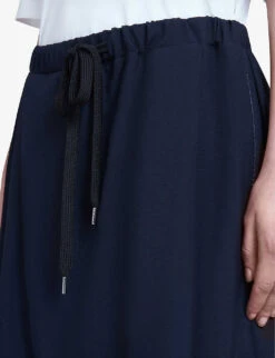 Marni Draped Wide-leg Mid-rise Wool Trousers -Ted Bakee Clothing Shop R04110572 BLUBLACK ALT04