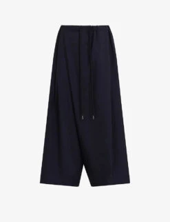 Marni Draped Wide-leg Mid-rise Wool Trousers