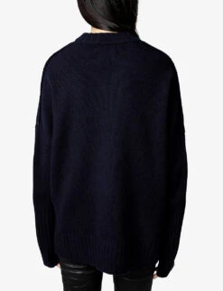 Zadig & Voltaire Malta Motif-embroidered Merino-wool Jumper -Ted Bakee Clothing Shop R04113372 ENCRE ALT02
