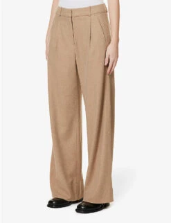 ME AND EM Wide-leg High-rise Stretch-woven Trousers -Ted Bakee Clothing Shop R04117204 PALECAMEL ALT02