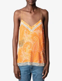 Zadig & Voltaire Carly Paisley-print Silk Top -Ted Bakee Clothing Shop R04119649 CORAIL ALT02