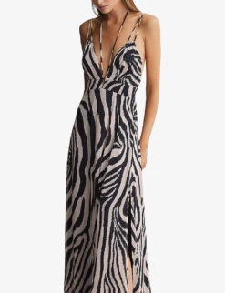 Reiss Vida Zebra-print Woven Maxi Dress 7 Reiss Vida Zebra-print Woven Maxi Dress -Ted Bakee Clothing Shop R04120619 BLACKWHITE ALT03