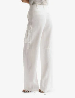 Reiss Robyn Patch-pocket Wide-leg Linen Trousers -Ted Bakee Clothing Shop R04122262 WHITE ALT03